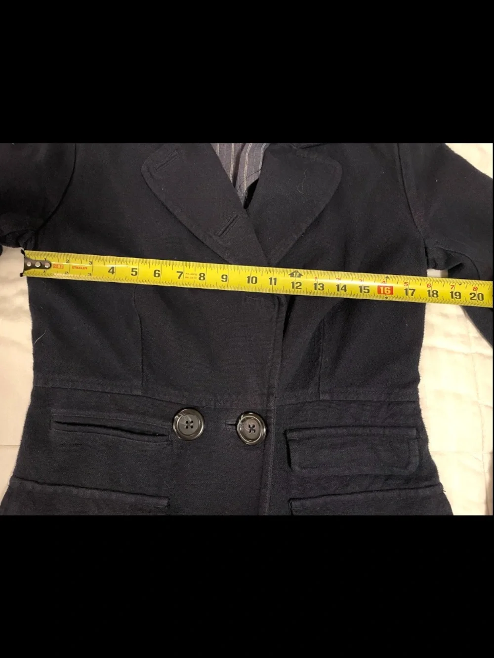 Free People Navy Blue Pea Coat Women XS Single Breasted Two Button Long Sleeve